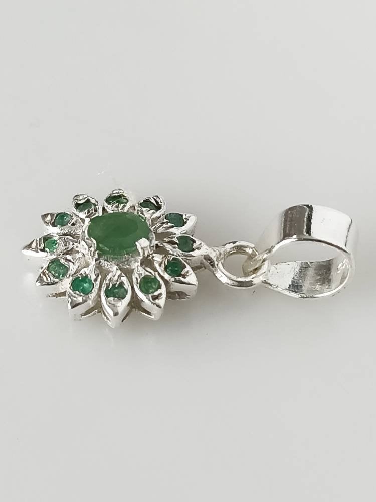 Genuine EMERALD SOLID 925 SILVER Blooming Flower Pendant, Green Emerald Gems Spring Flower Pendant, Taurus Zodiac May Birthstone, Australia, Zorbajewellers