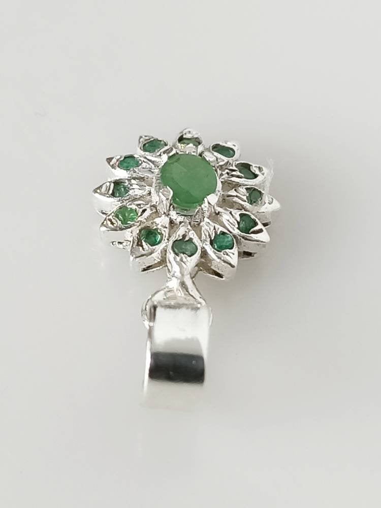 Genuine EMERALD SOLID 925 SILVER Blooming Flower Pendant, Green Emerald Gems Spring Flower Pendant, Taurus Zodiac May Birthstone, Australia, Zorbajewellers