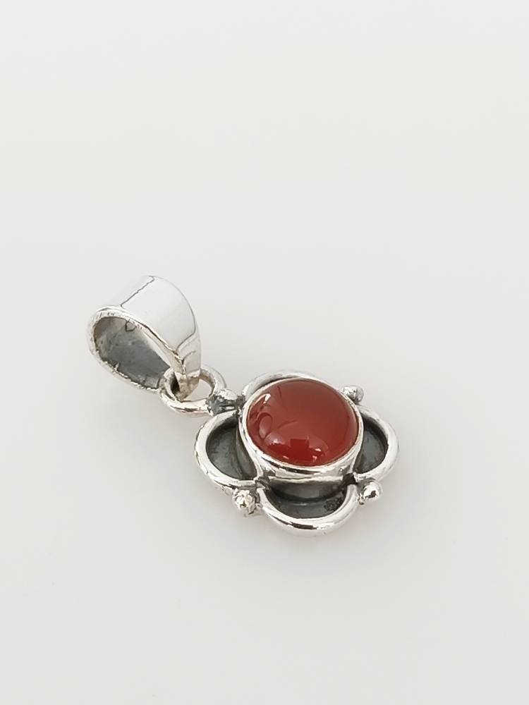 Minimalist Bohemian CARNELIAN SOLID 925 Oxidized SILVER Pendant, Rustic Silver Carnelian Pendant, Virgo Zodiac August Birthstone, Australia, Zorbajewellers