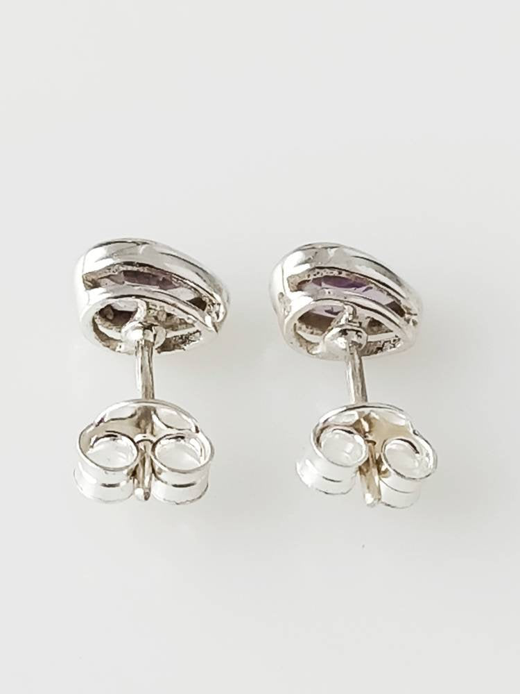 Purple Amethyst Teardrop Sterling Silver Stud Earrings, Minimalist Earrings, Aquarius Birthstone, Feb Birthday Gift, Silver Studs Australia, Zorbajewellers