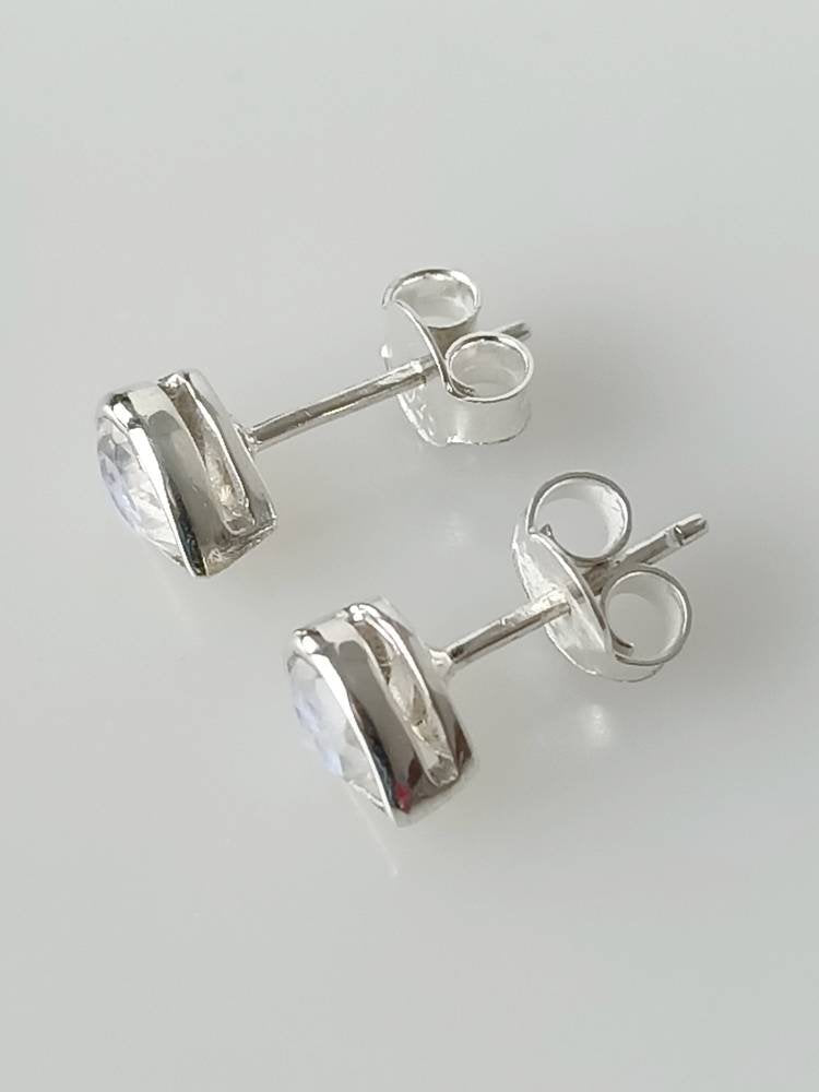 Genuine MOONSTONE Gems SOLID 925 SILVER Minimalist Teardrop/Pear/ Leaf Shaped Stud Earrings, June Birthstone & Cancer Zodiac Gift, Australia, Zorbajewellers