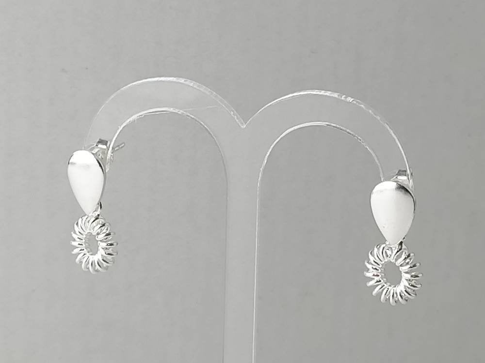 Solid 925 SILVER TEARDROP/PEAR Shaped Spring Hoop Stud Earrings, Unique Solid 925 Sterling Silver Minimalist Stud Earrings Gift, Australia, Zorbajewellers