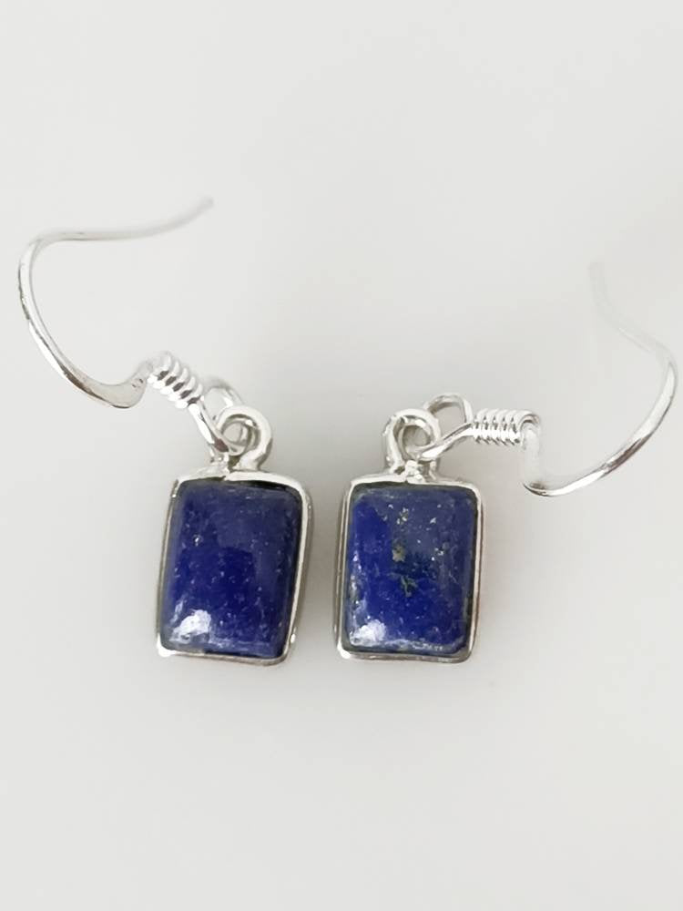 LAPIS LAZULI Gems Solid 925 SILVER Minimalist Earrings, Rectangle Blue Gems, December birthstone, Sagittarius, Capricorn gift, Australia, Zorbajewellers
