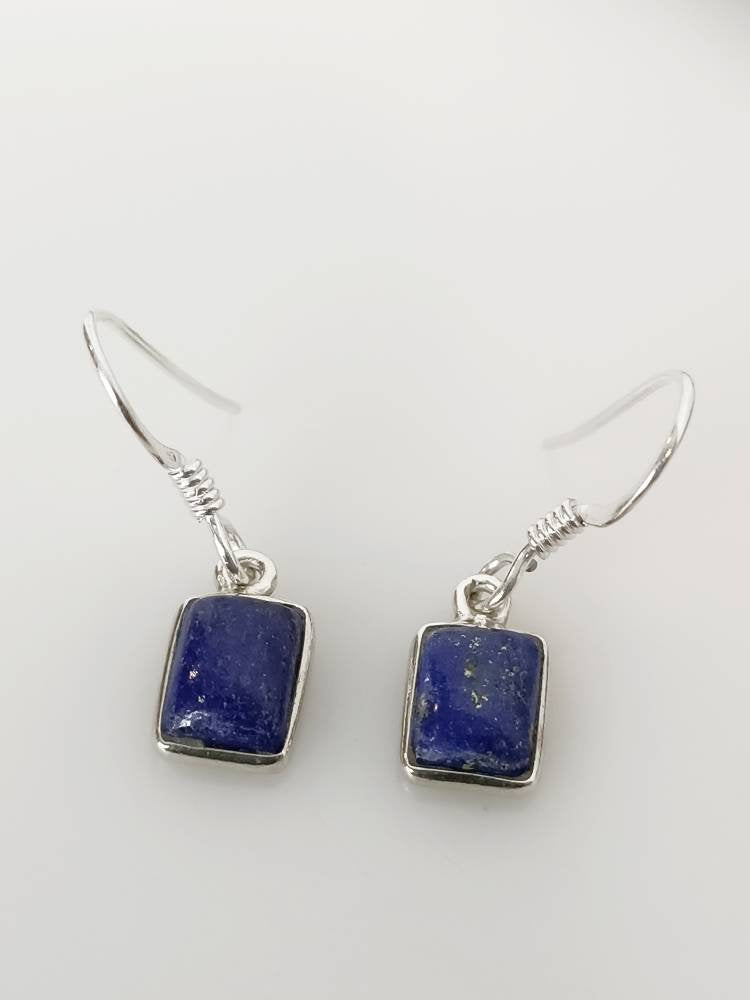 LAPIS LAZULI Gems Solid 925 SILVER Minimalist Earrings, Rectangle Blue Gems, December birthstone, Sagittarius, Capricorn gift, Australia, Zorbajewellers
