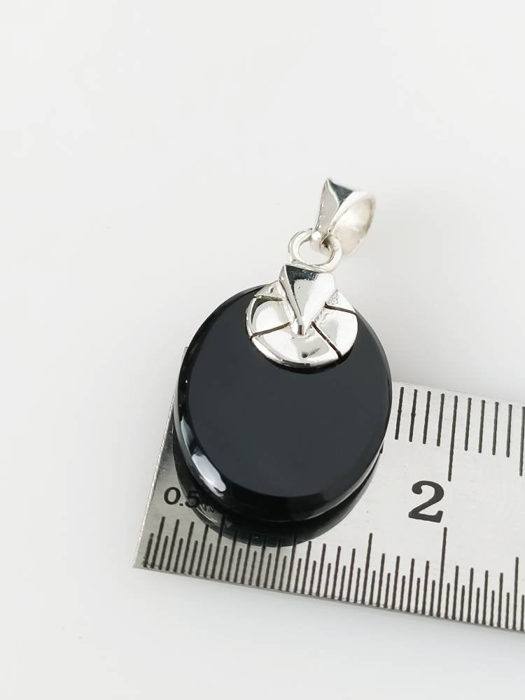 Simple Oval Black ONYX Gemstone SOLID 925 Sterling SILVER Boho Pendant, Classic Black Pendant Leo Zodiac December Birthstone Gift, Australia, Zorbajewellers