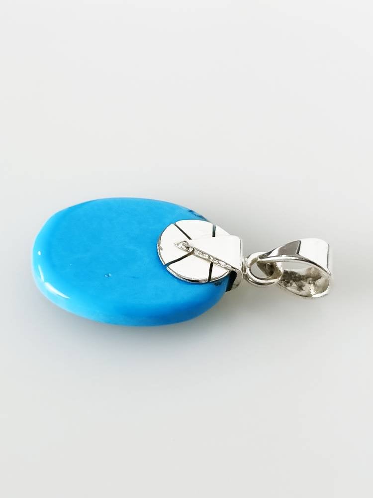 Simple TURQUOISE Gemstone SOLID 925 Sterling SILVER Boho Pendant, Bohemian Pendant, Sagittarius Zodiac December Birthstone Gift, Australia, Zorbajewellers