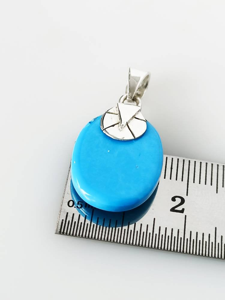 Simple TURQUOISE Gemstone SOLID 925 Sterling SILVER Boho Pendant, Bohemian Pendant, Sagittarius Zodiac December Birthstone Gift, Australia, Zorbajewellers