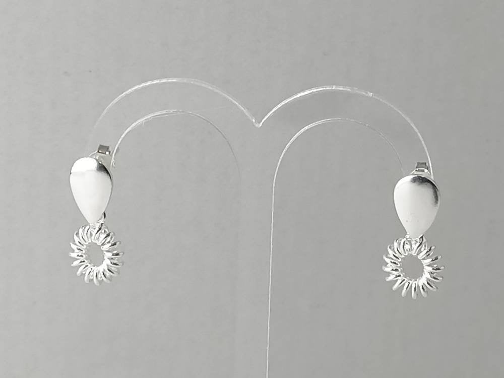 Solid 925 SILVER TEARDROP/PEAR Shaped Spring Hoop Stud Earrings, Unique Solid 925 Sterling Silver Minimalist Stud Earrings Gift, Australia, Zorbajewellers