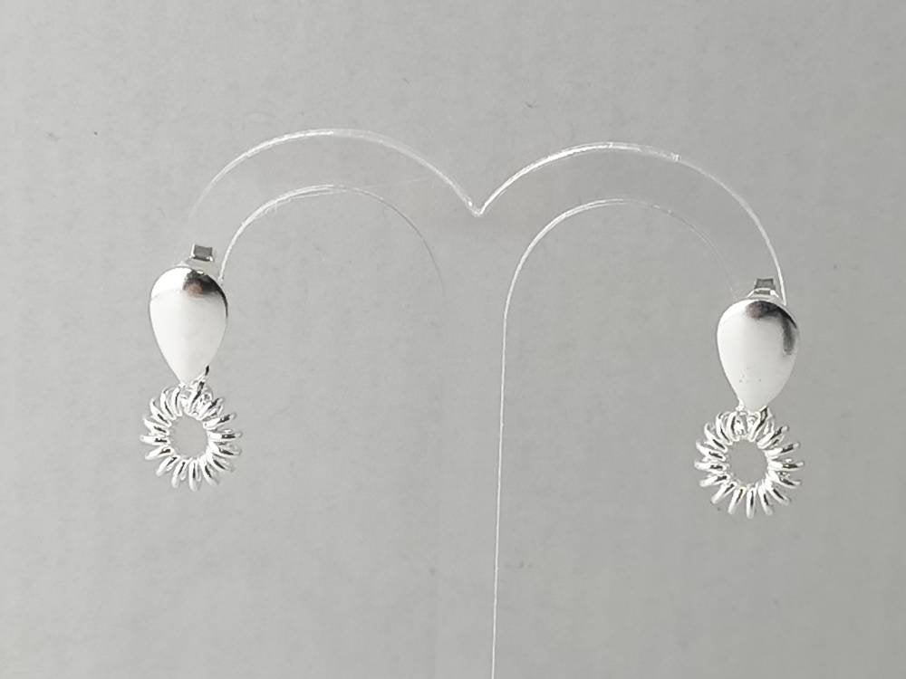 Solid 925 SILVER TEARDROP/PEAR Shaped Spring Hoop Stud Earrings, Unique Solid 925 Sterling Silver Minimalist Stud Earrings Gift, Australia, Zorbajewellers