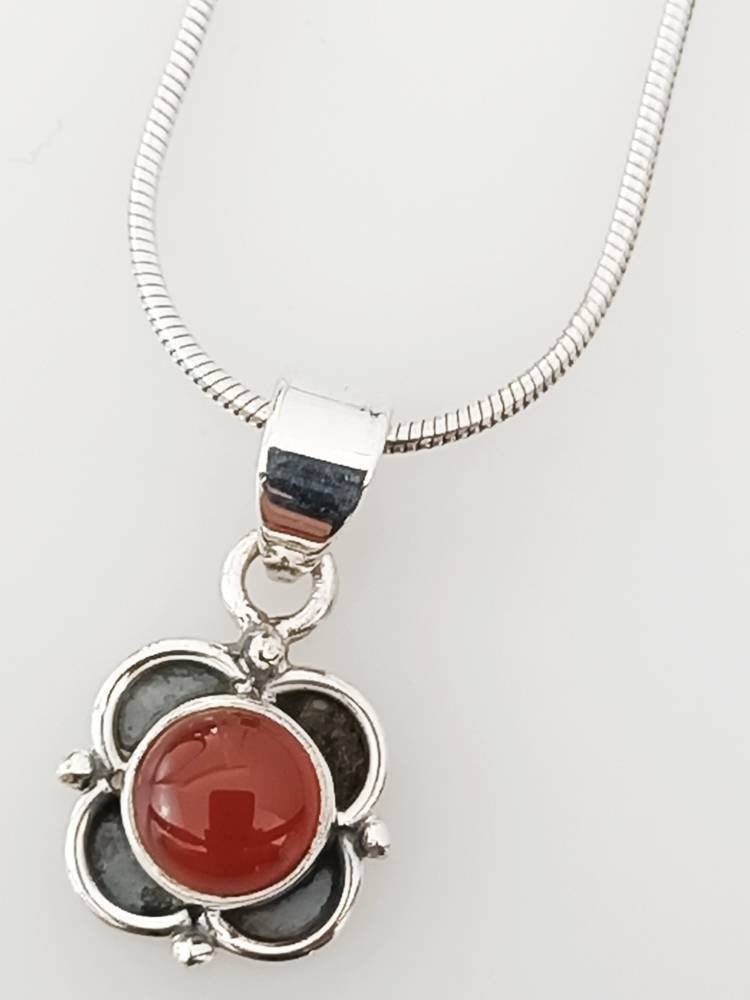 Minimalist Bohemian CARNELIAN SOLID 925 Oxidized SILVER Pendant, Rustic Silver Carnelian Pendant, Virgo Zodiac August Birthstone, Australia, Zorbajewellers