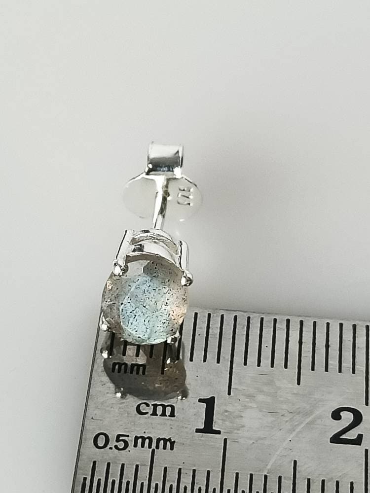 Genuine LABRADORITE Gems Solid 925 SILVER Prong Stud Earrings, MEDIUM Oval Shaped Labradorite Cut stone Solid 925 Silver Earrings, Australia, Zorbajewellers