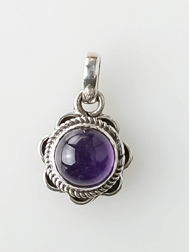 Genuine AMETHYST Gem Solid 925 Oxidized SILVER Spring Flower Pendant, Purple Pendant, Aquarius Zodiac February Birthstone gift, Australia, Zorbajewellers