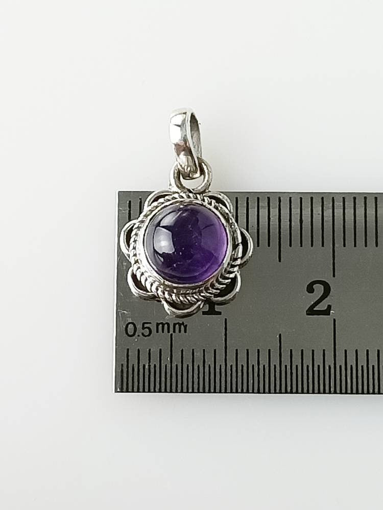 Genuine AMETHYST Gem Solid 925 Oxidized SILVER Spring Flower Pendant, Purple Pendant, Aquarius Zodiac February Birthstone gift, Australia, Zorbajewellers