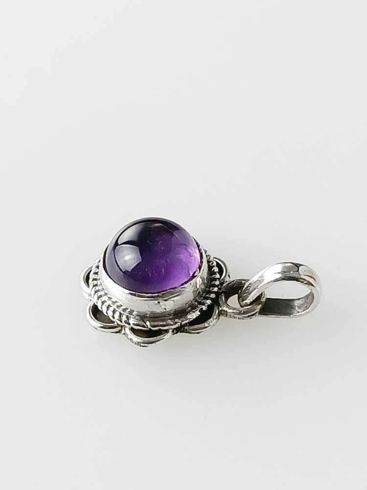 Genuine AMETHYST Gem Solid 925 Oxidized SILVER Spring Flower Pendant, Purple Pendant, Aquarius Zodiac February Birthstone gift, Australia, Zorbajewellers