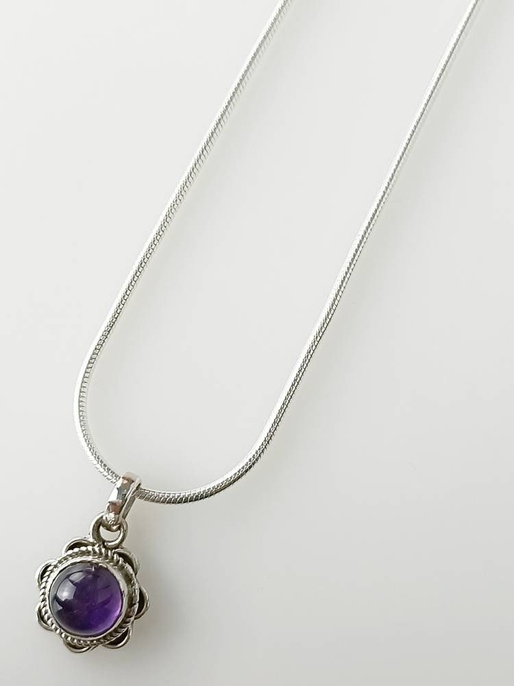 Genuine AMETHYST Gem Solid 925 Oxidized SILVER Spring Flower Pendant, Purple Pendant, Aquarius Zodiac February Birthstone gift, Australia, Zorbajewellers