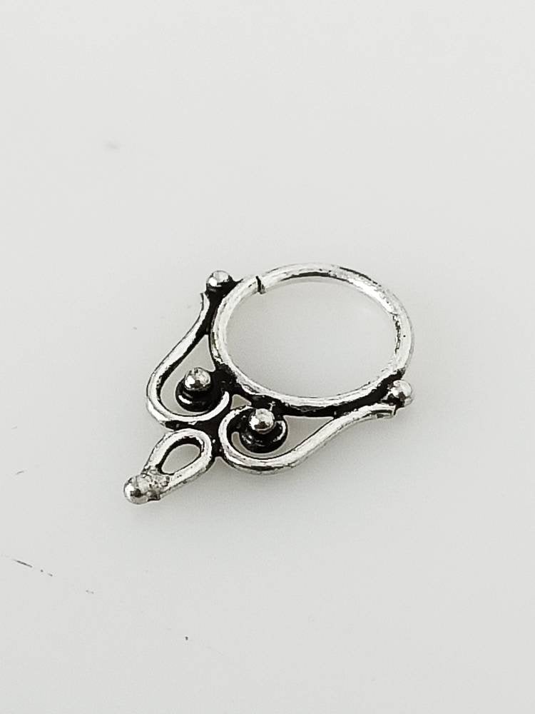 SOLID 925 OXIDIZED SILVER Boho Style Septum Ring - 0.8 Mm Girth, Oxidized Silver Nose Piercing Ring, Tribal Septum Piercing Gift, Australia, Zorbajewellers
