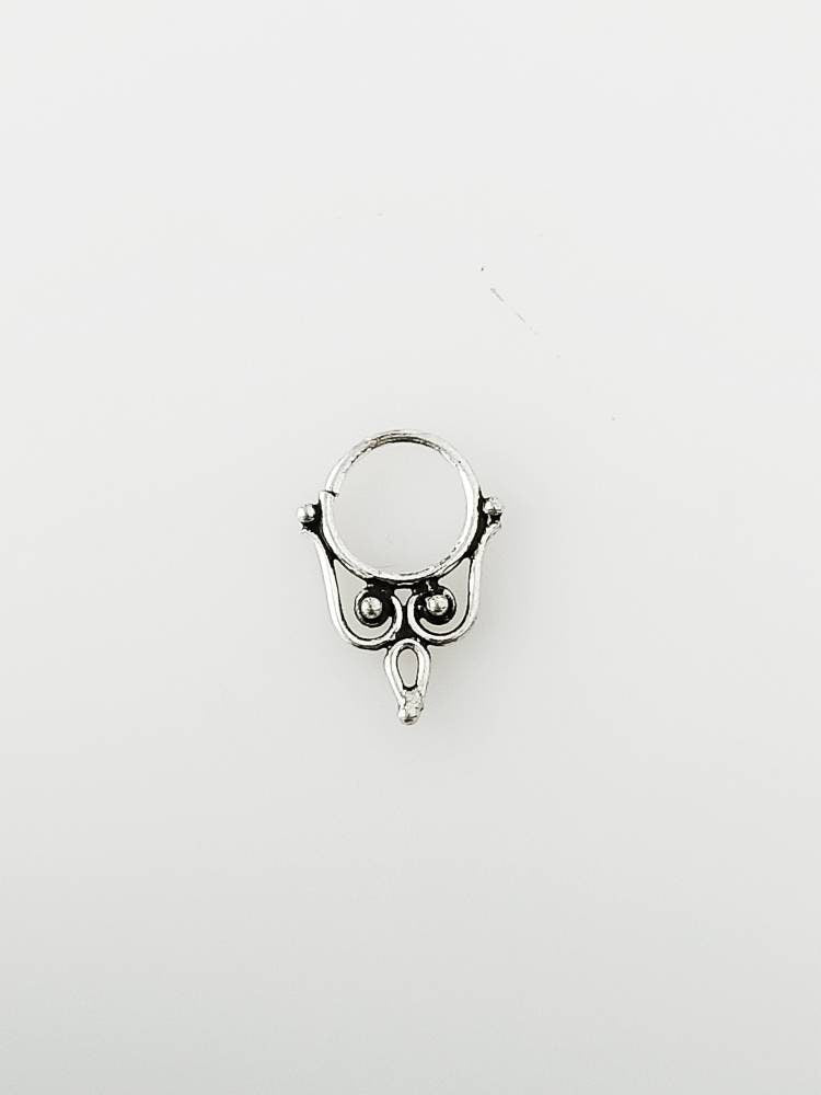 SOLID 925 OXIDIZED SILVER Boho Style Septum Ring - 0.8 Mm Girth, Oxidized Silver Nose Piercing Ring, Tribal Septum Piercing Gift, Australia, Zorbajewellers