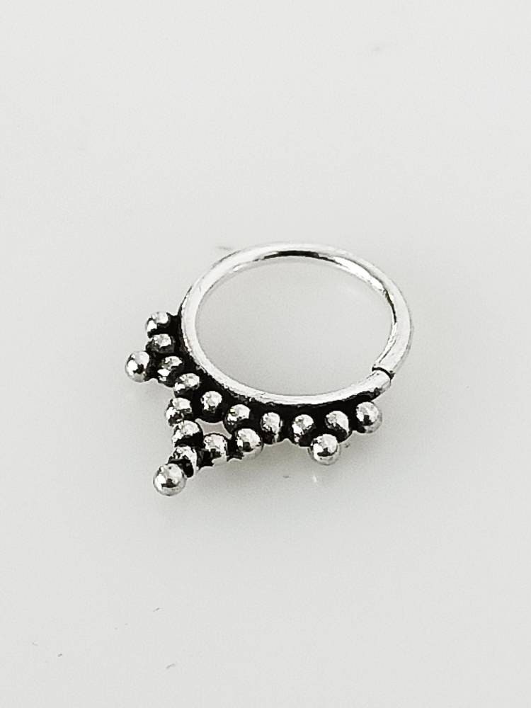 SOLID 925 OXIDIZED Sterling SILVER Septum Ring (Grapes) - 0.8 Mm Girth, Oxidized Silver Nose Ring, Sterling Silver Piercing Gift, Australia, Zorbajewellers