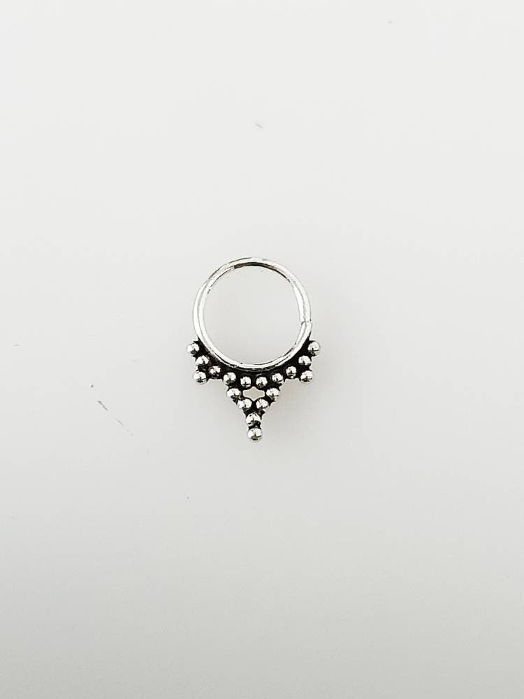 SOLID 925 OXIDIZED Sterling SILVER Septum Ring (Grapes) - 0.8 Mm Girth, Oxidized Silver Nose Ring, Sterling Silver Piercing Gift, Australia, Zorbajewellers