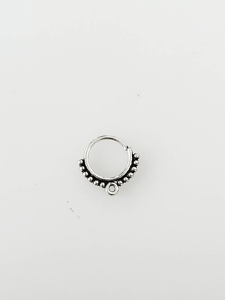 SOLID 925 OXIDIZED Sterling SILVER Boho Style Beads Septum Ring - 0.8 Mm Girth, Oxidized Sterling Silver Nose Piercing Ring Gift, Australia, Zorbajewellers
