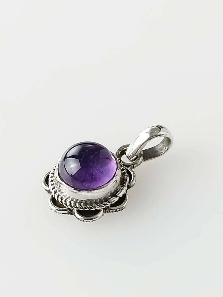 Genuine AMETHYST Gem Solid 925 Oxidized SILVER Spring Flower Pendant, Purple Pendant, Aquarius Zodiac February Birthstone gift, Australia, Zorbajewellers