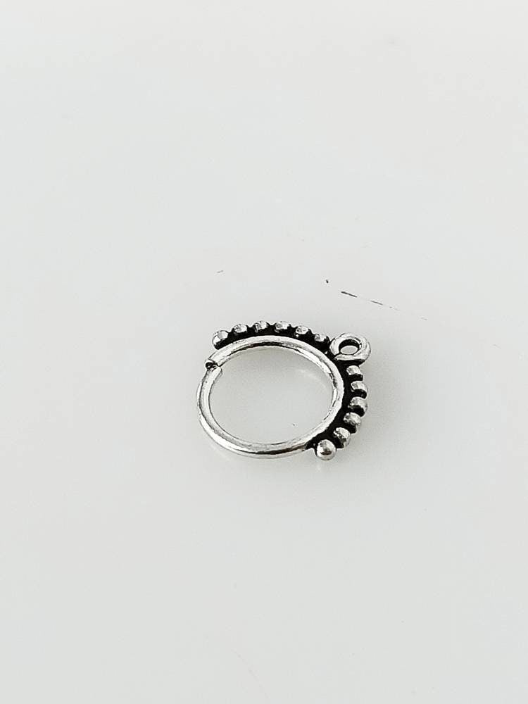 SOLID 925 OXIDIZED Sterling SILVER Boho Style Beads Septum Ring - 0.8 Mm Girth, Oxidized Sterling Silver Nose Piercing Ring Gift, Australia, Zorbajewellers