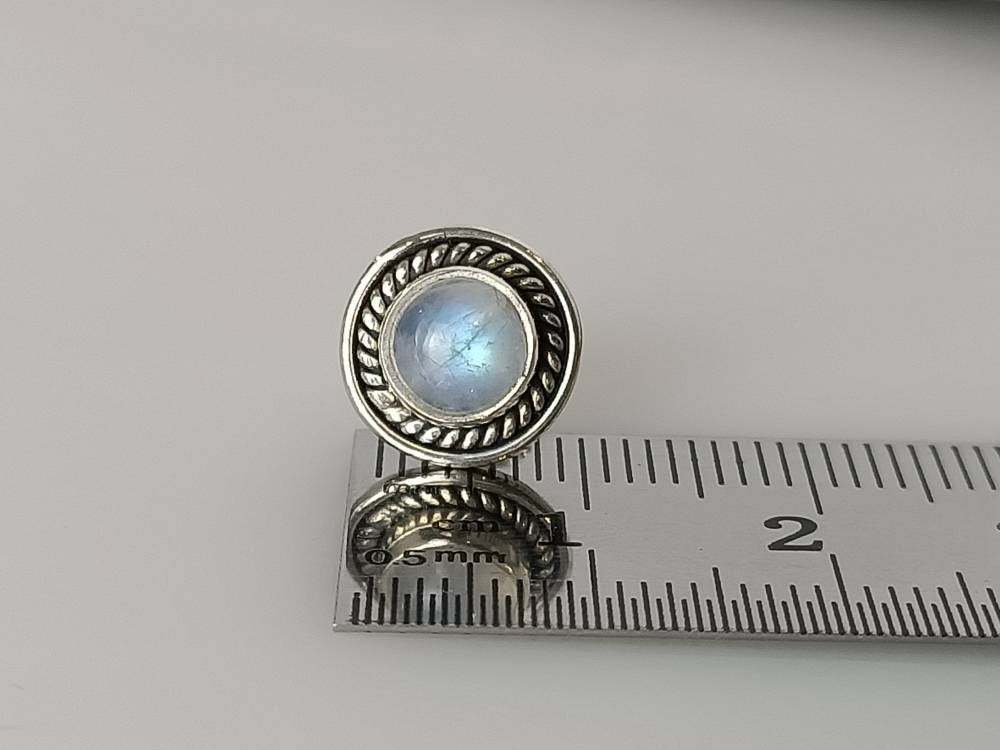 Genuine MOONSTONE Gems SOLID 925 Oxidized SILVER Big Bohemian Stud Earrings, Moonstone studs, June Birthstone Cancer Zodiac Gift, Australia, Zorbajewellers