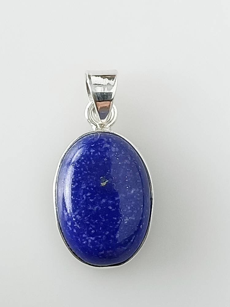 Genuine LAPIS LAZULI Solid 925 SILVER Simple Oval Pendant, Blue Gemstone Silver Pendant, Taurus, Libra, Sagittarius Zodiac gift, Australia, Zorbajewellers