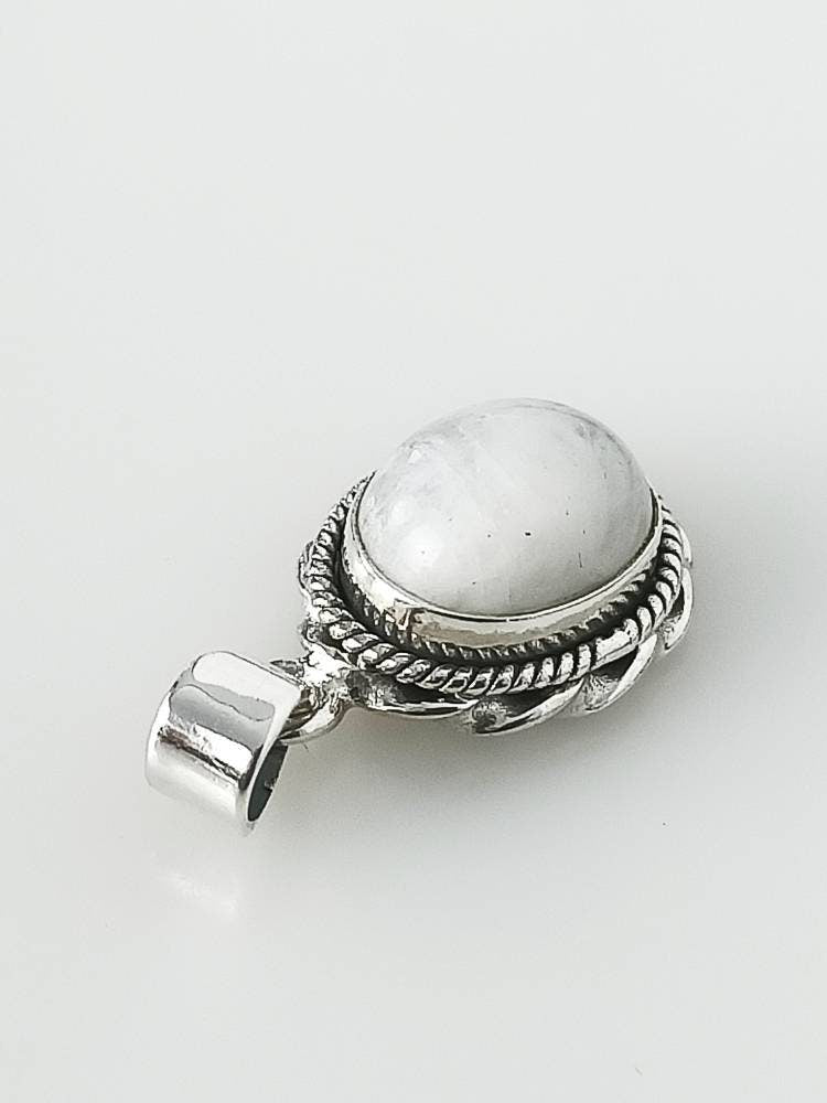 Oxidized bohemian oval moonstone pendant, White gemstone bohemian silver necklace pendant, Cancer Zodiac June Birthstone gift, Australia, Zorbajewellers
