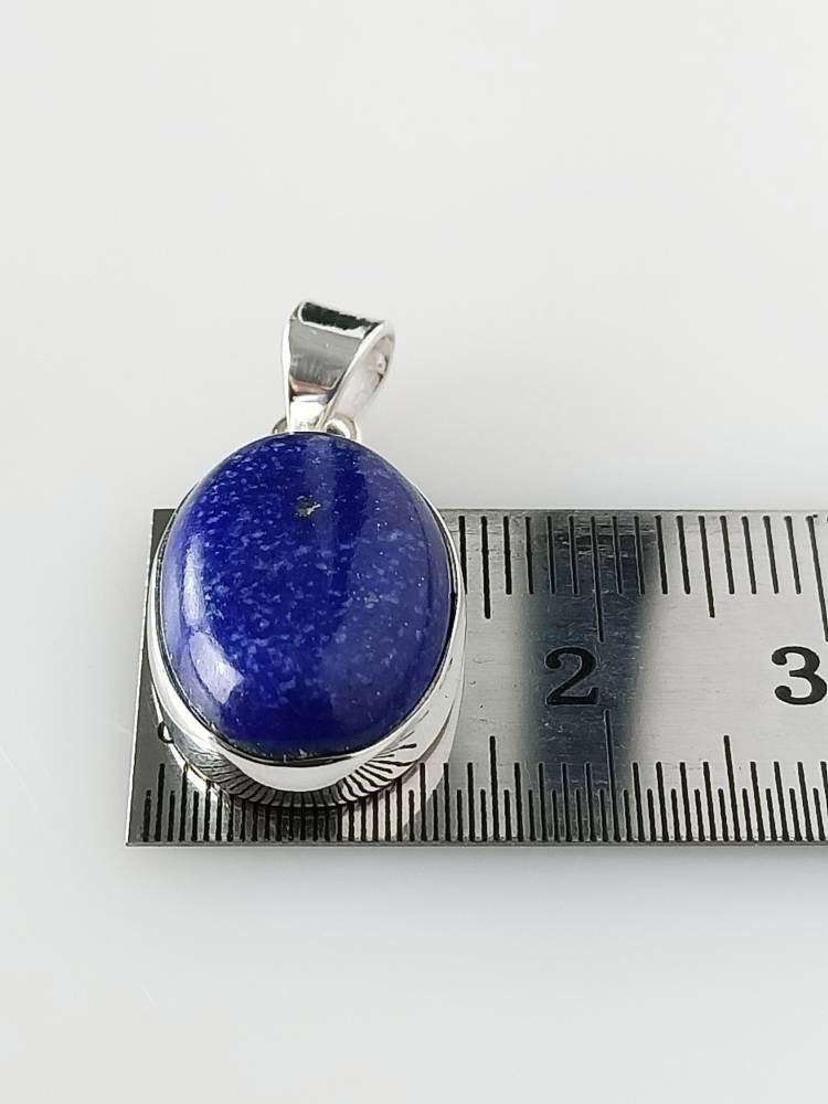 Genuine LAPIS LAZULI Solid 925 SILVER Simple Oval Pendant, Blue Gemstone Silver Pendant, Taurus, Libra, Sagittarius Zodiac gift, Australia, Zorbajewellers