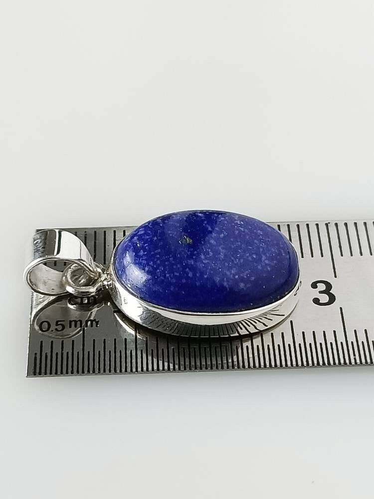 Genuine LAPIS LAZULI Solid 925 SILVER Simple Oval Pendant, Blue Gemstone Silver Pendant, Taurus, Libra, Sagittarius Zodiac gift, Australia, Zorbajewellers