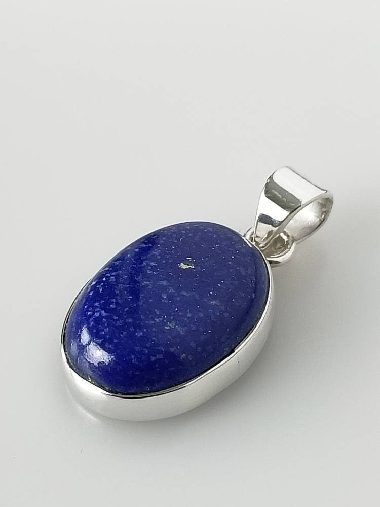 Genuine LAPIS LAZULI Solid 925 SILVER Simple Oval Pendant, Blue Gemstone Silver Pendant, Taurus, Libra, Sagittarius Zodiac gift, Australia, Zorbajewellers