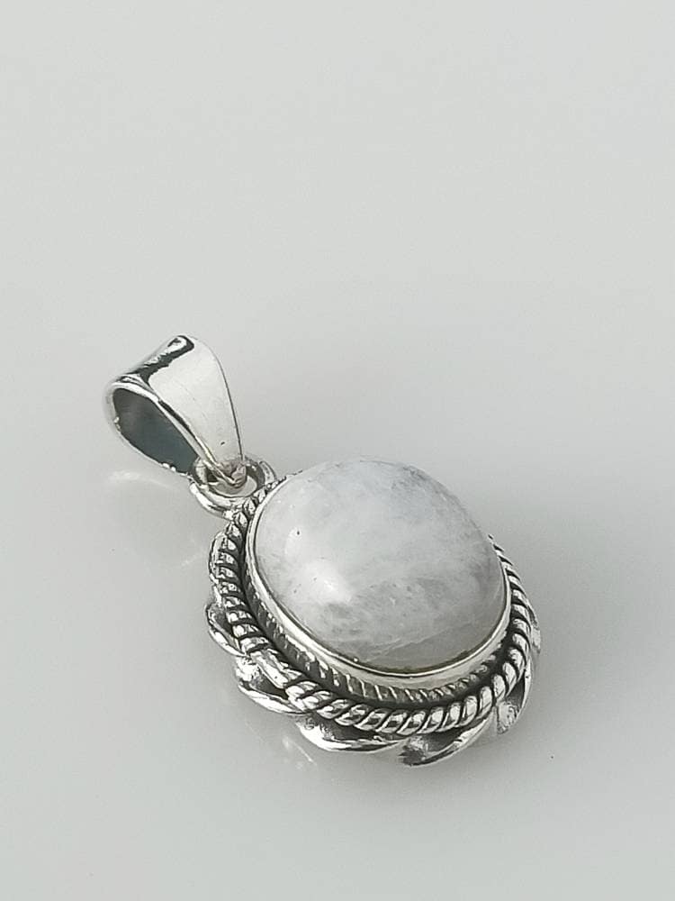 Oxidized bohemian oval moonstone pendant, White gemstone bohemian silver necklace pendant, Cancer Zodiac June Birthstone gift, Australia, Zorbajewellers