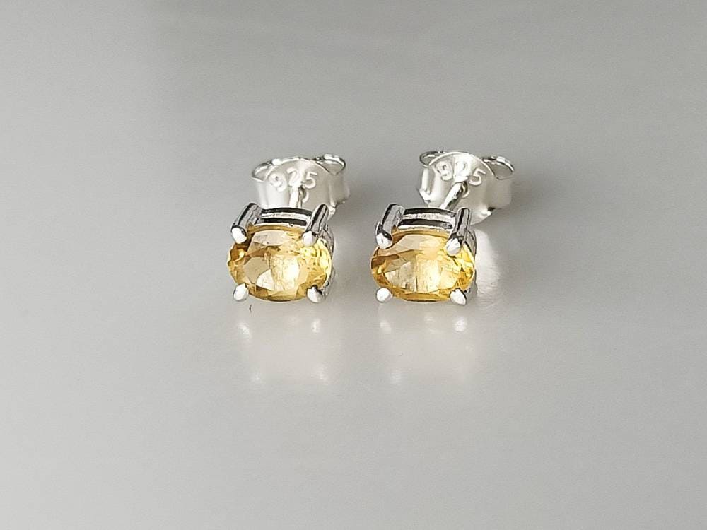 Genuine CITRINE gems SILVER studs, Yellow Citrine gems Solid 925 Sterling Silver Earrings, November Birthstone Cancer Zodiac gift, Australia, Zorbajewellers