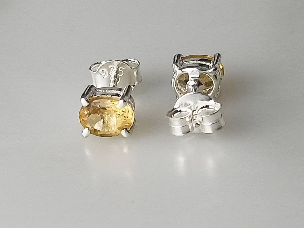 Genuine CITRINE gems SILVER studs, Yellow Citrine gems Solid 925 Sterling Silver Earrings, November Birthstone Cancer Zodiac gift, Australia, Zorbajewellers