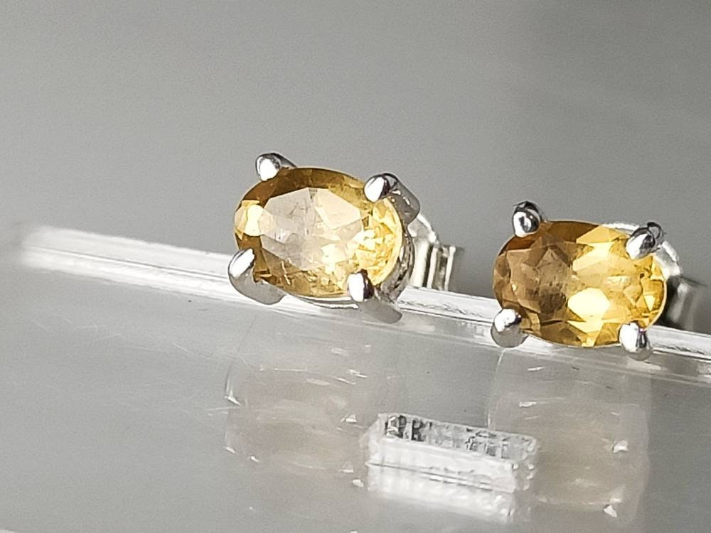 Genuine CITRINE gems SILVER studs, Yellow Citrine gems Solid 925 Sterling Silver Earrings, November Birthstone Cancer Zodiac gift, Australia, Zorbajewellers