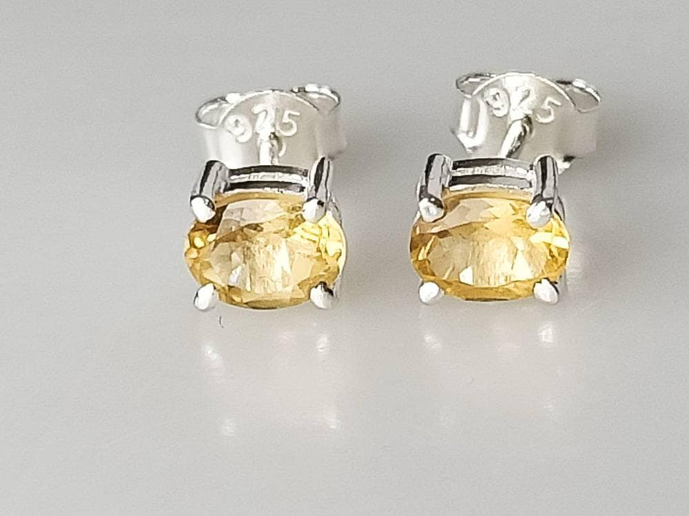 Genuine CITRINE gems SILVER studs, Yellow Citrine gems Solid 925 Sterling Silver Earrings, November Birthstone Cancer Zodiac gift, Australia, Zorbajewellers