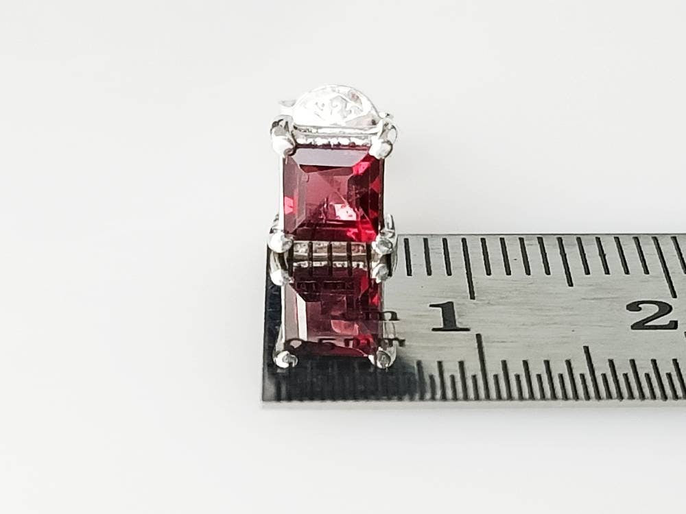 Genuine Red GARNET Square GEMS 925 SILVER Prong Set Stud Earrings, Red Garnet Stud Earrings, Capricorn Zodiac January Birthstone, Australia, Zorbajewellers