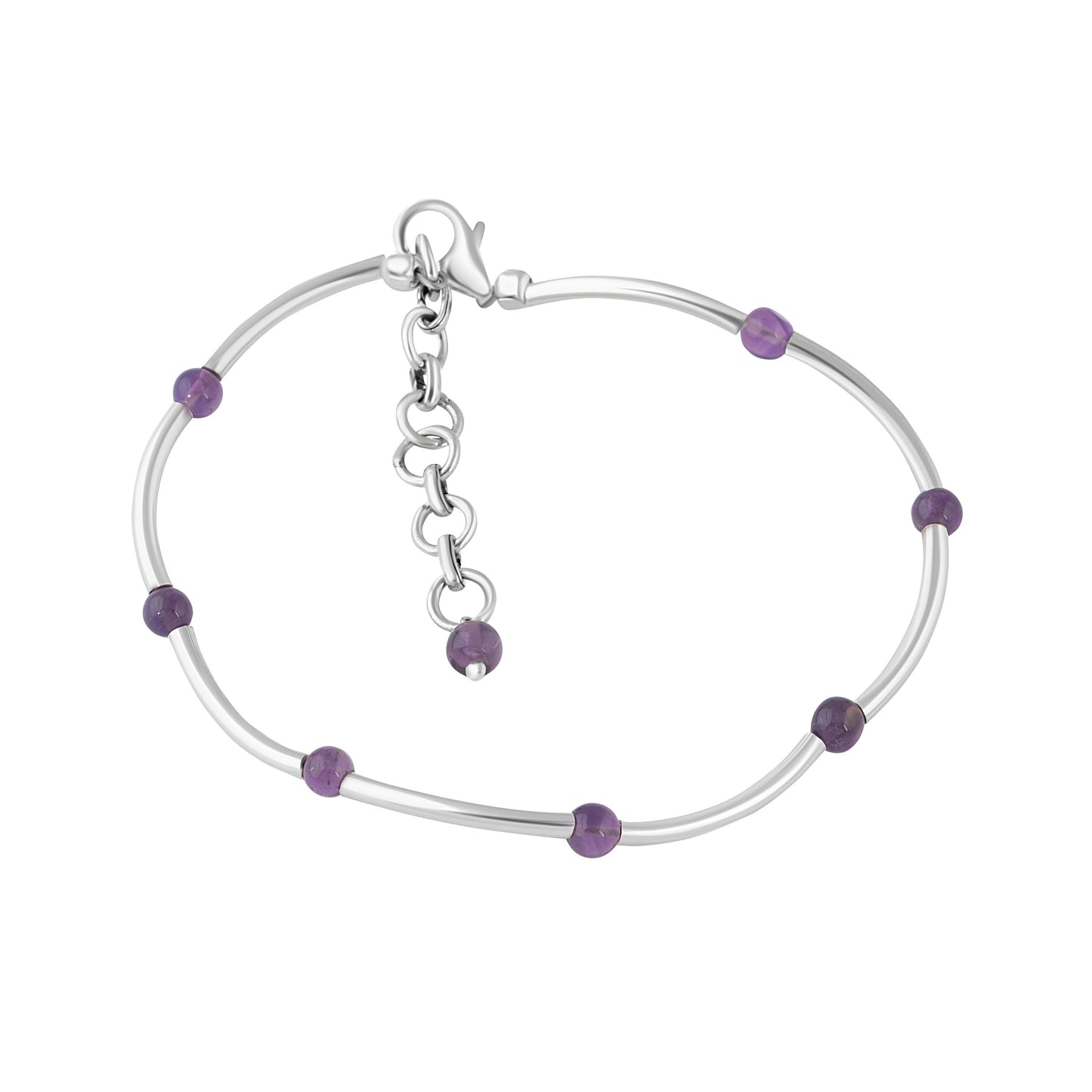 SOLID 925 SILVER tubes Amethyst Gemstones bracelet anklet 7.7", Purple Amethyst Gems 925 Sterling Silver Pipes Bracelet Anklet, Australia, Zorbajewellers