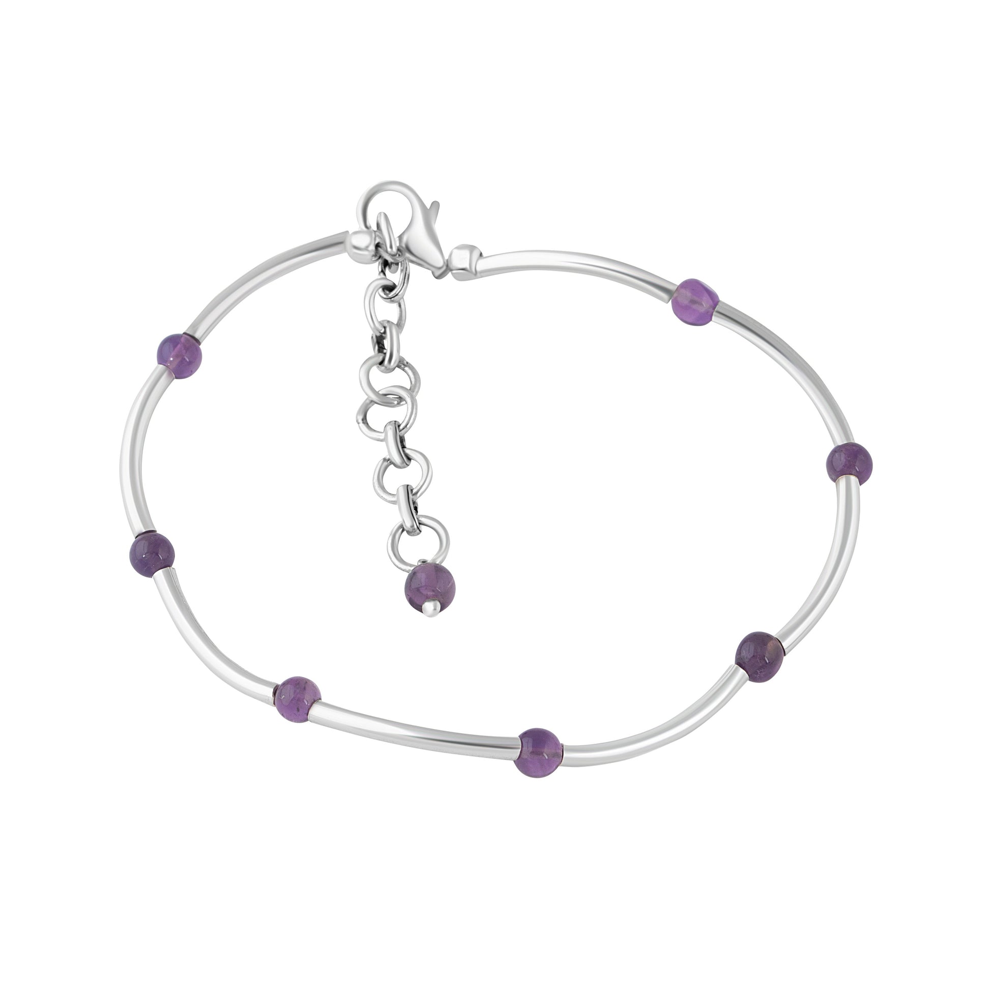 SOLID 925 SILVER tubes Amethyst Gemstones bracelet anklet 7.7", Purple Amethyst Gems 925 Sterling Silver Pipes Bracelet Anklet, Australia, Zorbajewellers