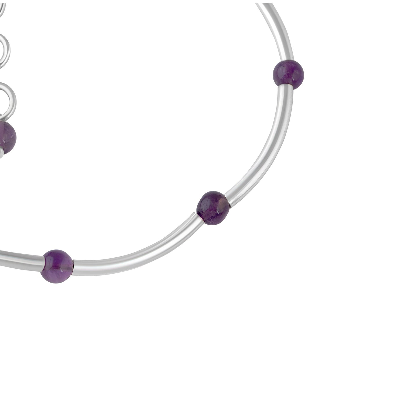 SOLID 925 SILVER tubes Amethyst Gemstones bracelet anklet 7.7", Purple Amethyst Gems 925 Sterling Silver Pipes Bracelet Anklet, Australia, Zorbajewellers