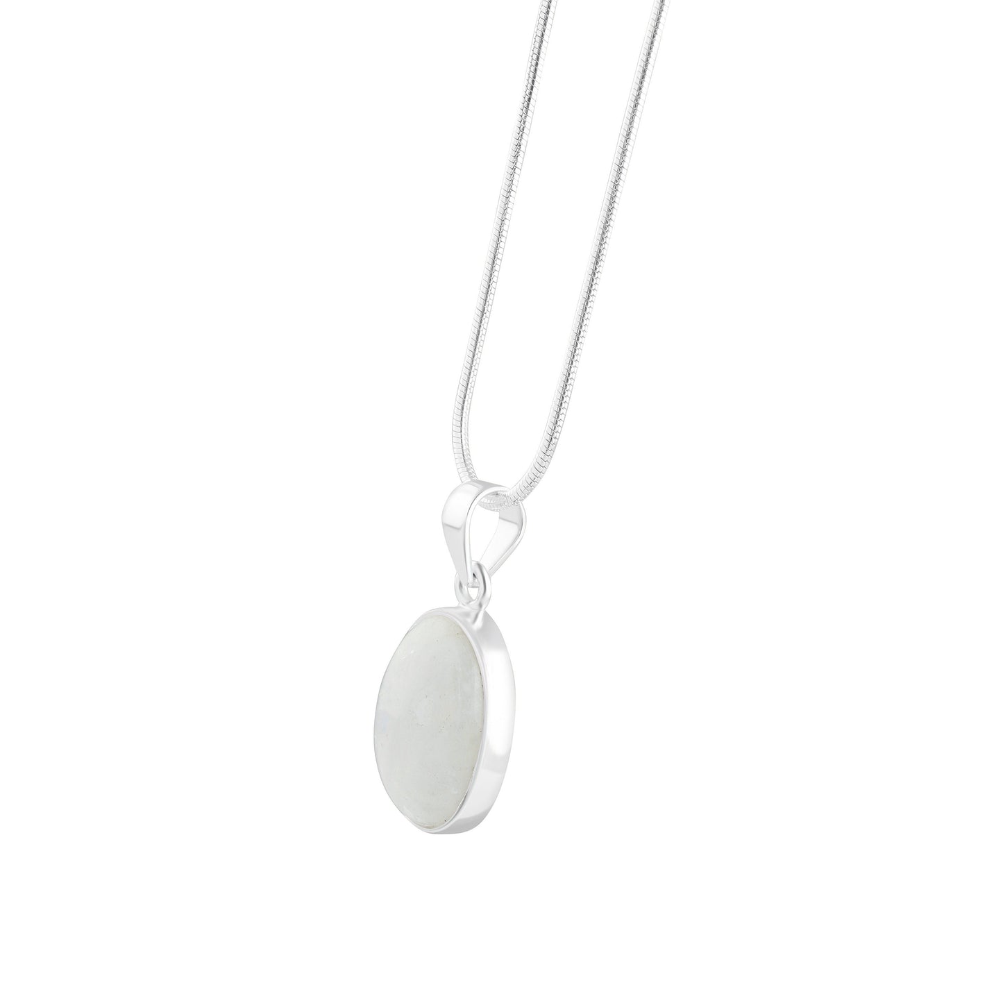 Medium moonstone (white) gemstone oval cut Solid Sterling Silver Minimalist necklace pendant, Cancer Zodiac July Birthstone, Australia, Zorbajewellers