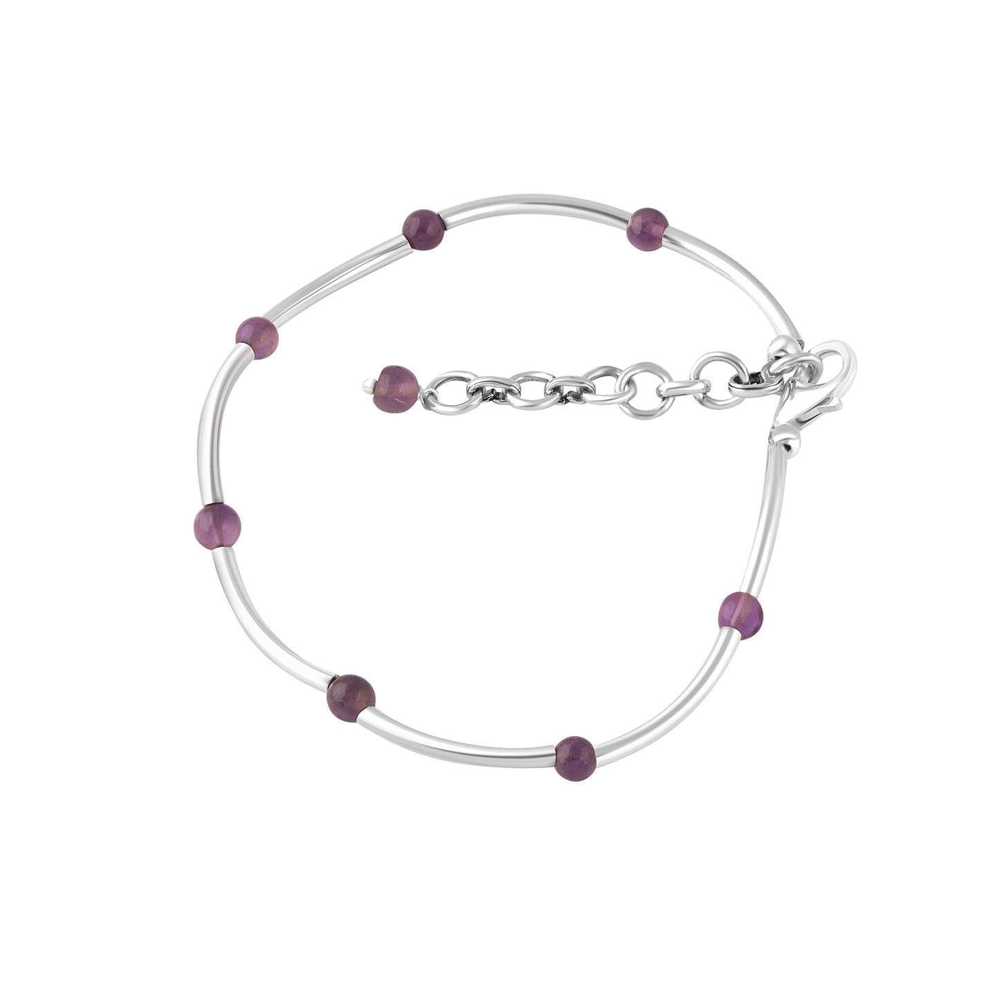 SOLID 925 SILVER tubes Amethyst Gemstones bracelet anklet 7.7", Purple Amethyst Gems 925 Sterling Silver Pipes Bracelet Anklet, Australia, Zorbajewellers