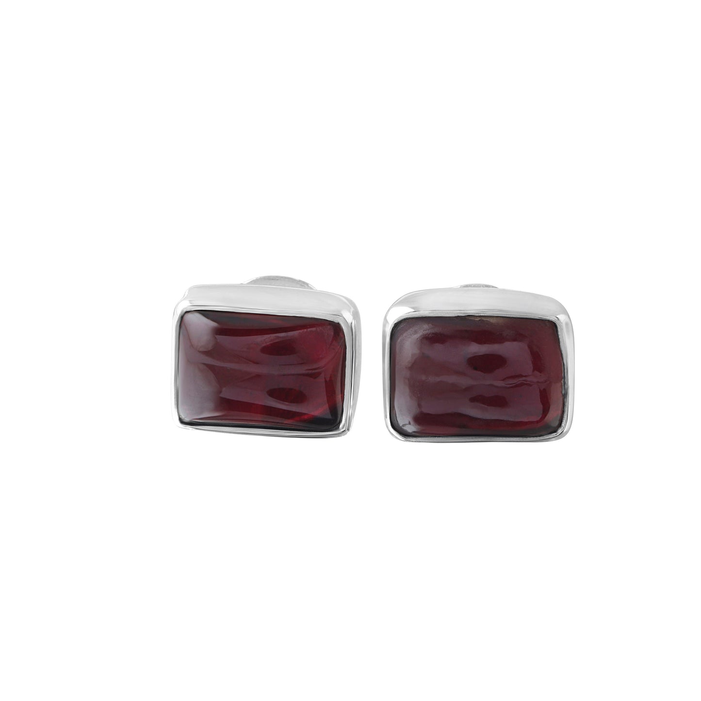 Genuine Red GARNET Rectangle GEMS 925 SILVER Stud Earrings, Rectangle Red Garnet Stud Earring, Capricorn Zodiac January Birthstone Australia, Zorbajewellers