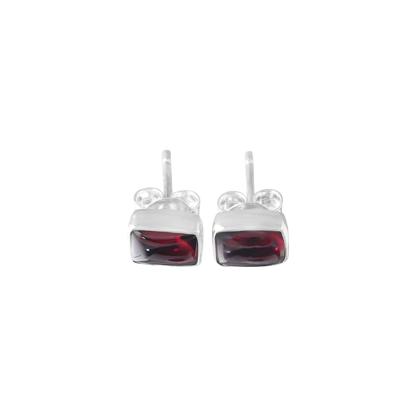 Genuine Red GARNET Rectangle GEMS 925 SILVER Stud Earrings, Rectangle Red Garnet Stud Earring, Capricorn Zodiac January Birthstone Australia, Zorbajewellers