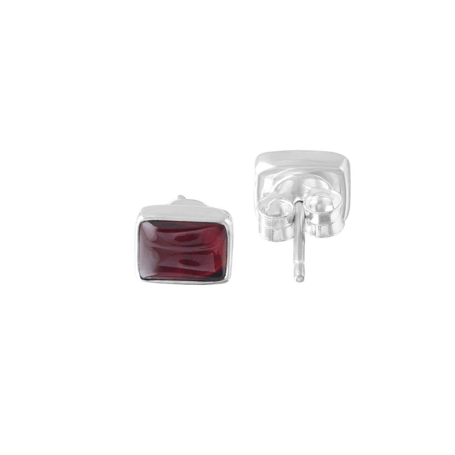Genuine Red GARNET Rectangle GEMS 925 SILVER Stud Earrings, Rectangle Red Garnet Stud Earring, Capricorn Zodiac January Birthstone Australia, Zorbajewellers
