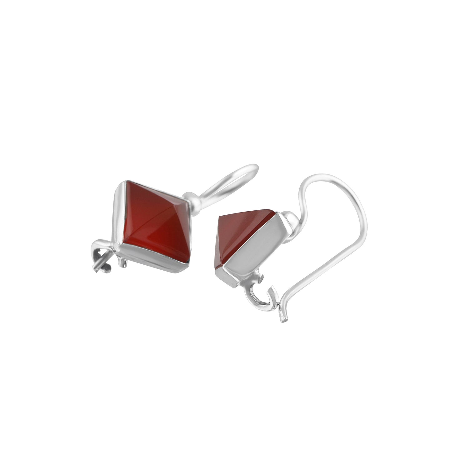 Genuine quadrilateral CARNELIAN Gems 925 SILVER Latch-back Earrings, quadrilateral orange gems, August Birthstone Virgo Zodiac, Australia, Zorbajewellers