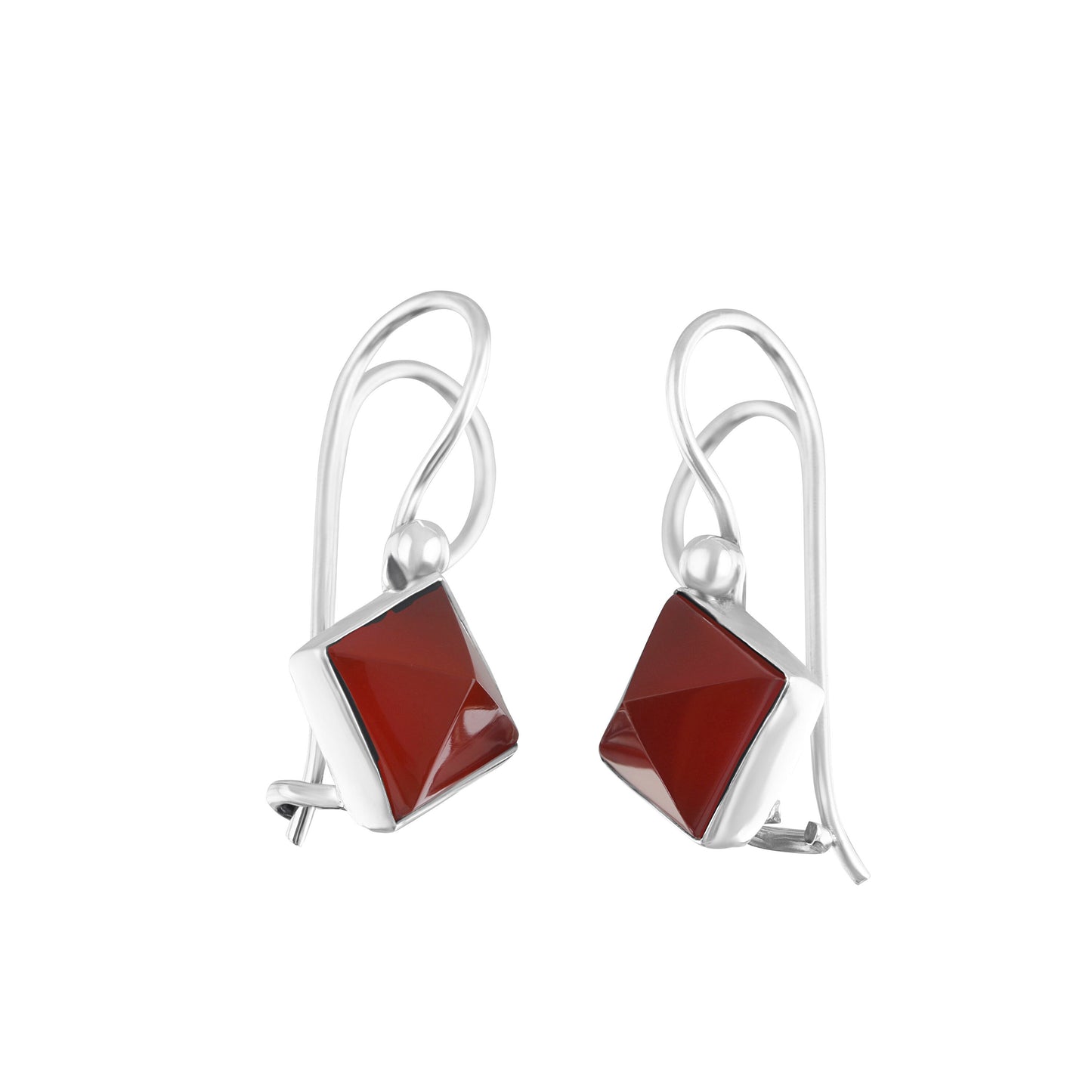 Genuine quadrilateral CARNELIAN Gems 925 SILVER Latch-back Earrings, quadrilateral orange gems, August Birthstone Virgo Zodiac, Australia, Zorbajewellers