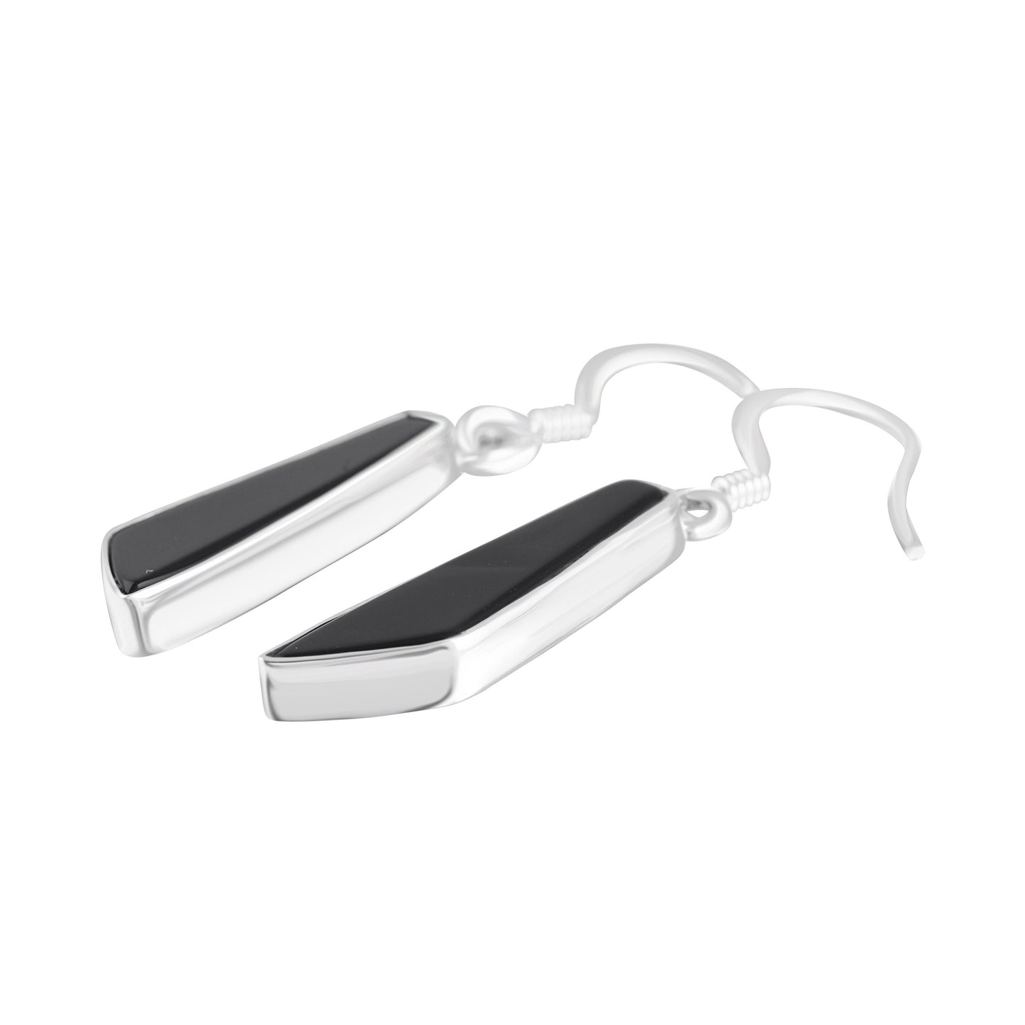 Genuine Black Onyx Gems 925 Sterling Silver quadrilateral Earrings, Black Onyx 925 Silver Earrings, Leo Zodiac December Birthstone Australia, Zorbajewellers