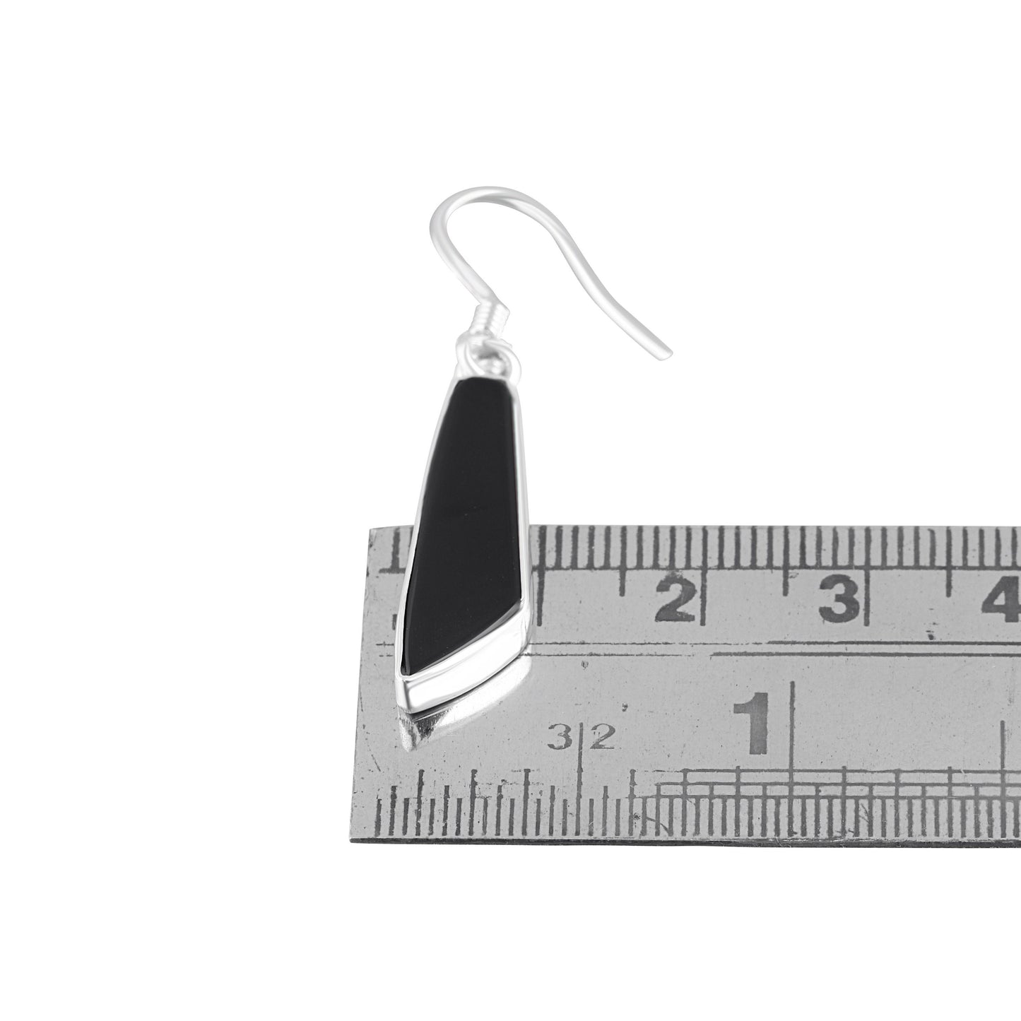 Genuine Black Onyx Gems 925 Sterling Silver quadrilateral Earrings, Black Onyx 925 Silver Earrings, Leo Zodiac December Birthstone Australia, Zorbajewellers